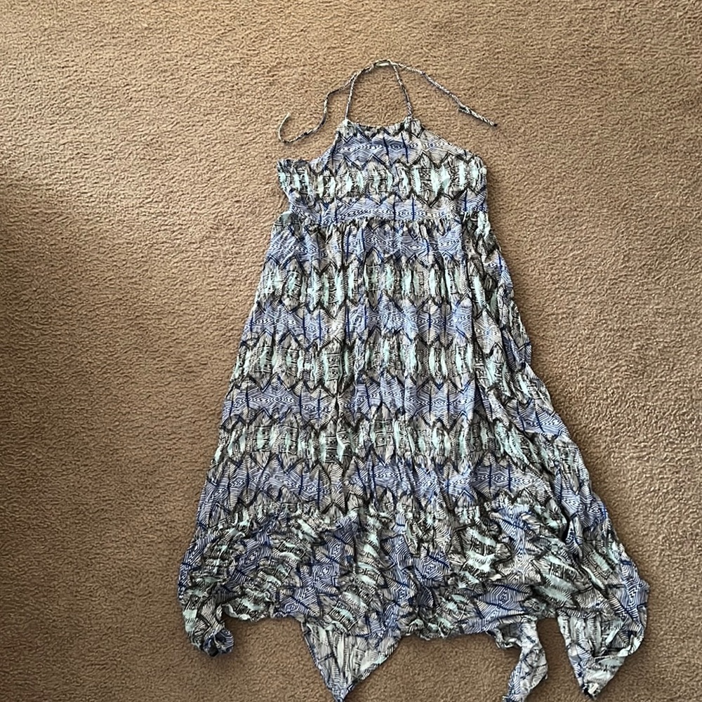 BNWOT Women’s Volcom midi summer dress XL halter low back asymmetrical bottom